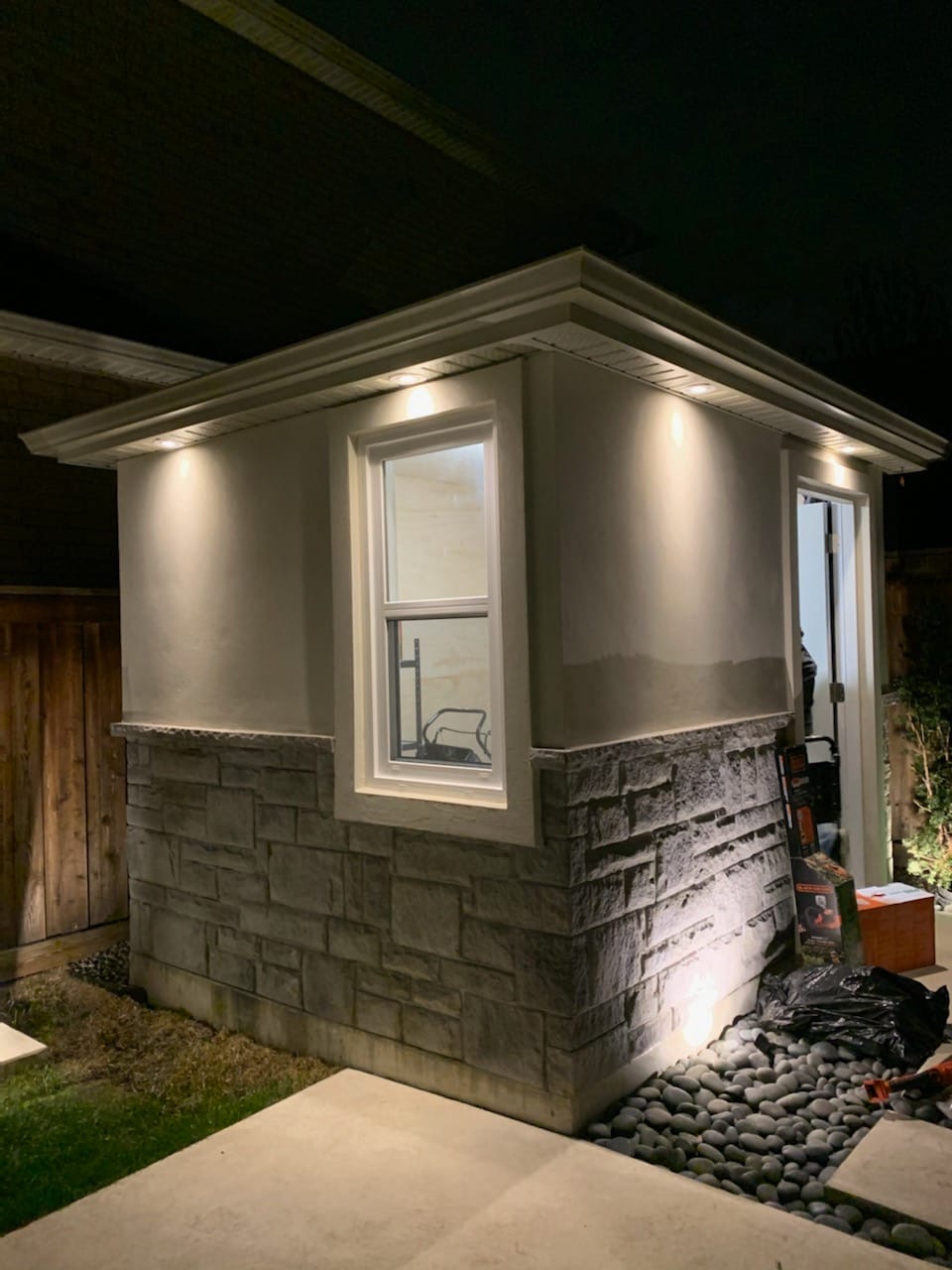 Stone & stucco exterior addition