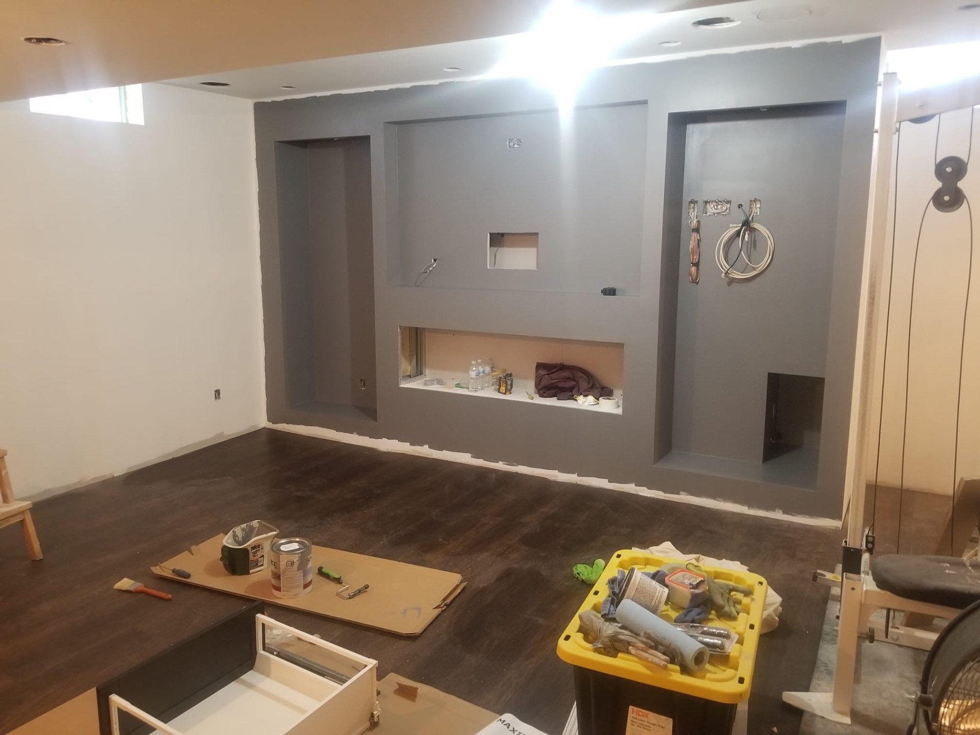 Built-in media wall in progress