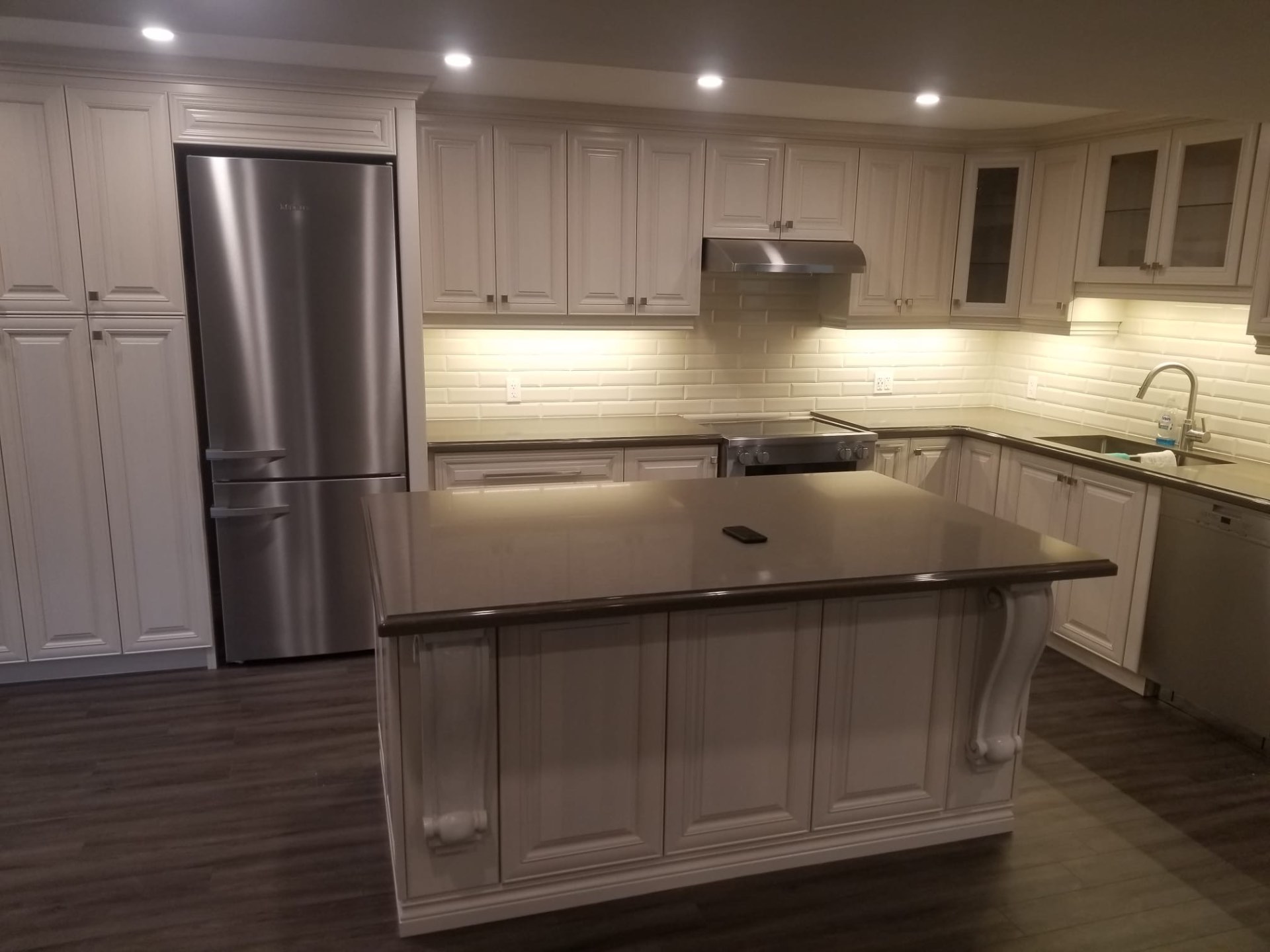 Custom kitchen with quartz island